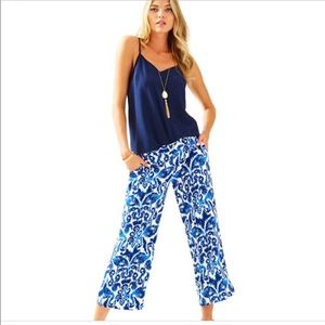 Lilly Pulitzer Flamingo Blue White Lela Cropped Pant
